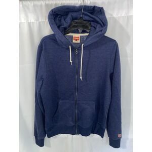 Homage Navy Blue Blank Full Zip Hoodie Hooded Sweatshirt Small
